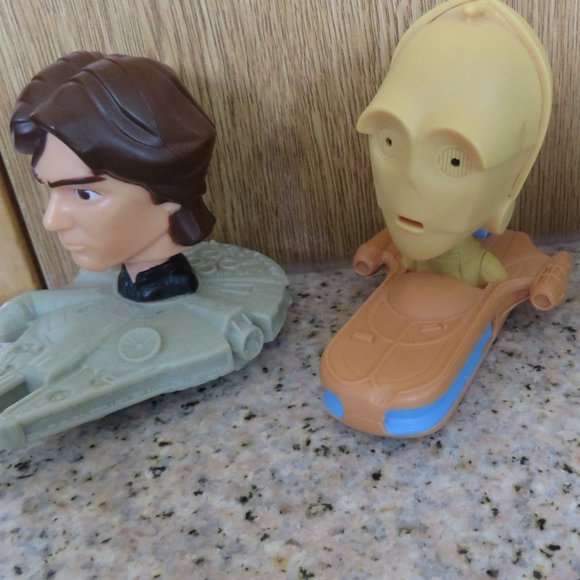 SET of 4 Star Wars Bobbleheads Solo Chewbacca C3PO Boba Fett (K158) - Picture 1 of 3